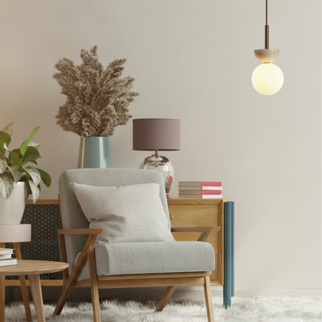 Pendelleuchte aus Naturstein mit LED