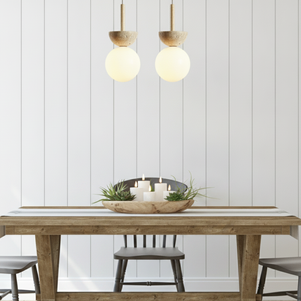 Pendelleuchte aus Naturstein mit LED
