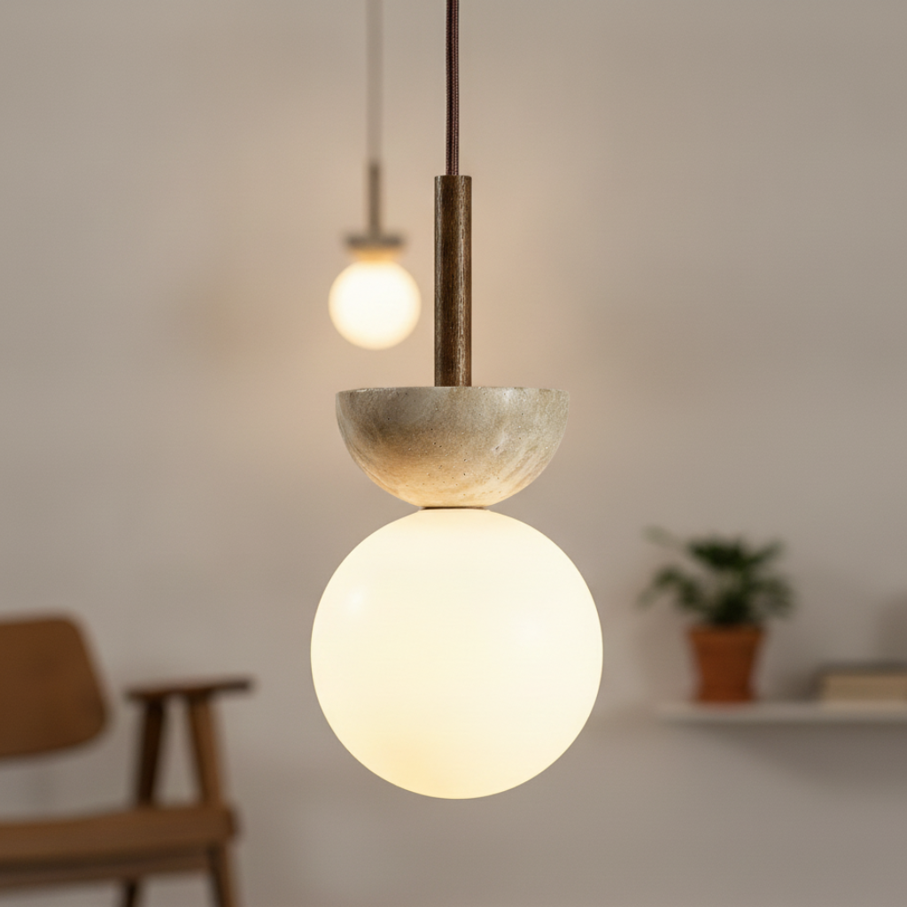 Pendelleuchte aus Naturstein mit LED