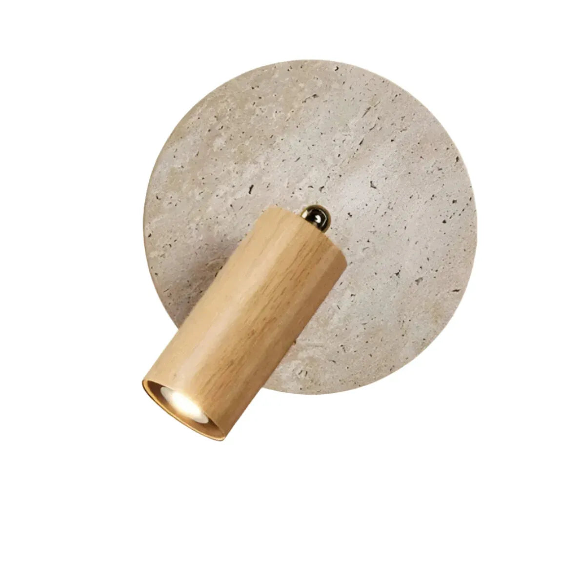 Wandleuchte mit verstellbarem Travertin und Holzakzent, modernes Lichtdesign
