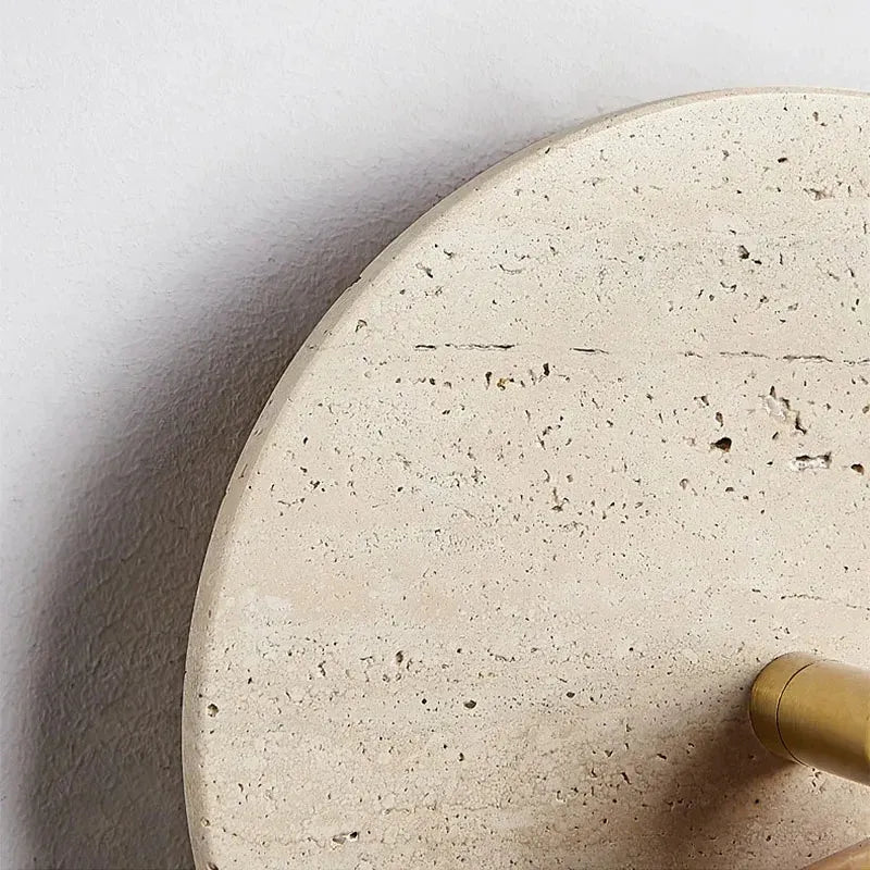 Wall Sconce Lamp with Adjustable Travertine and Wood Accent Modern Lighting