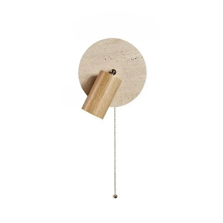 Wandleuchte mit verstellbarem Travertin und Holzakzent, modernes Lichtdesign