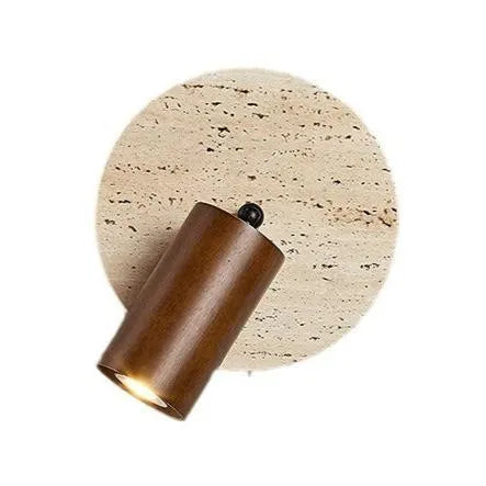 Wall Sconce Lamp with Adjustable Travertine and Wood Accent Modern Lighting