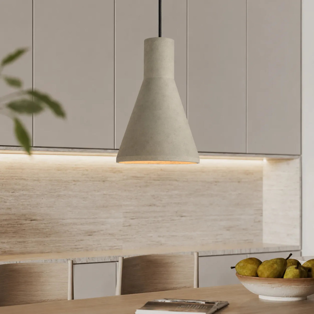 Pendelleuchte mit strukturiertem Zementschirm für Esszimmer und Kücheninsel