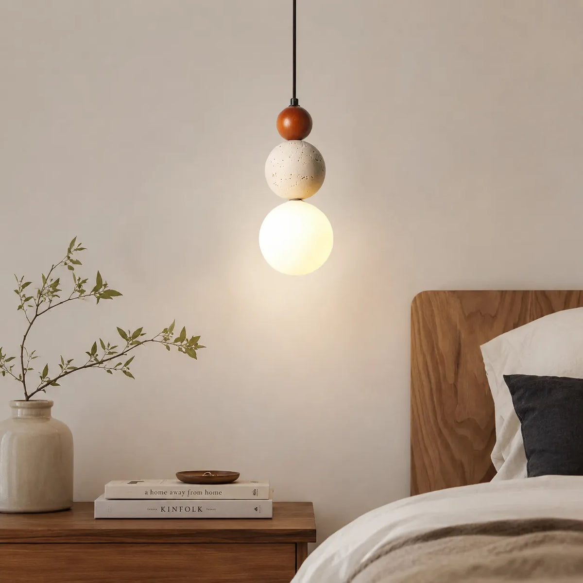 LED-Pendelleuchte mit Naturstein und warmem Lichtschein von 3000k für moderne Innenräume