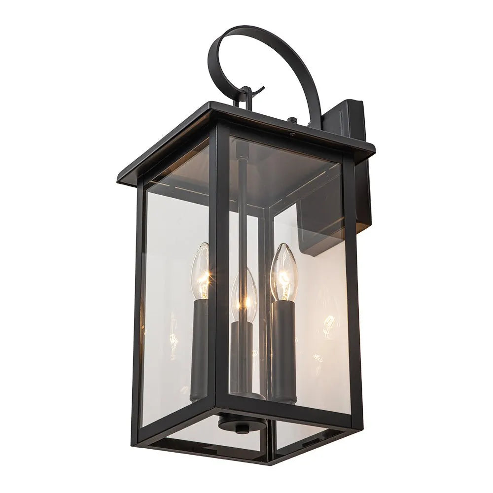 Lanterne murale extérieure industrielle à 3 lumières en verre transparent Vasco