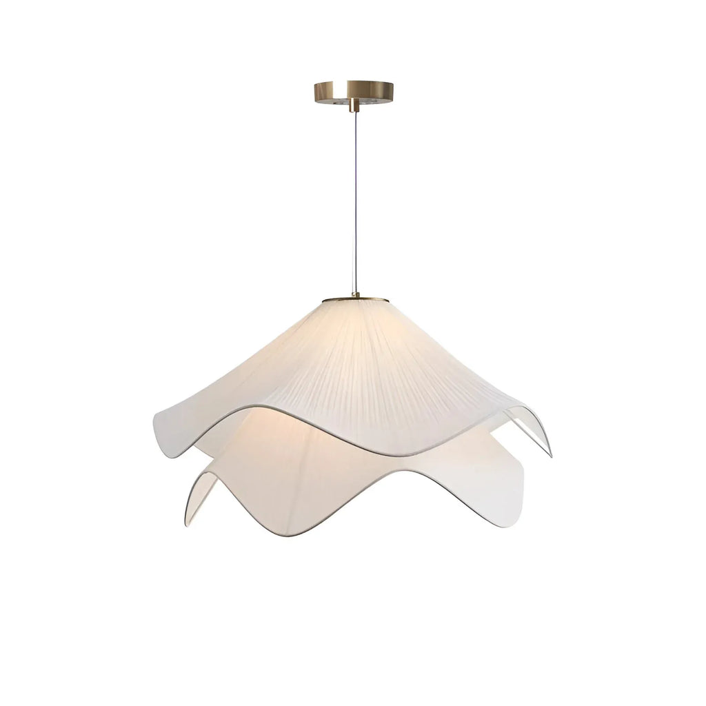 Pendant Light with Layered Fabric Wave Shade and Adjustable Suspension