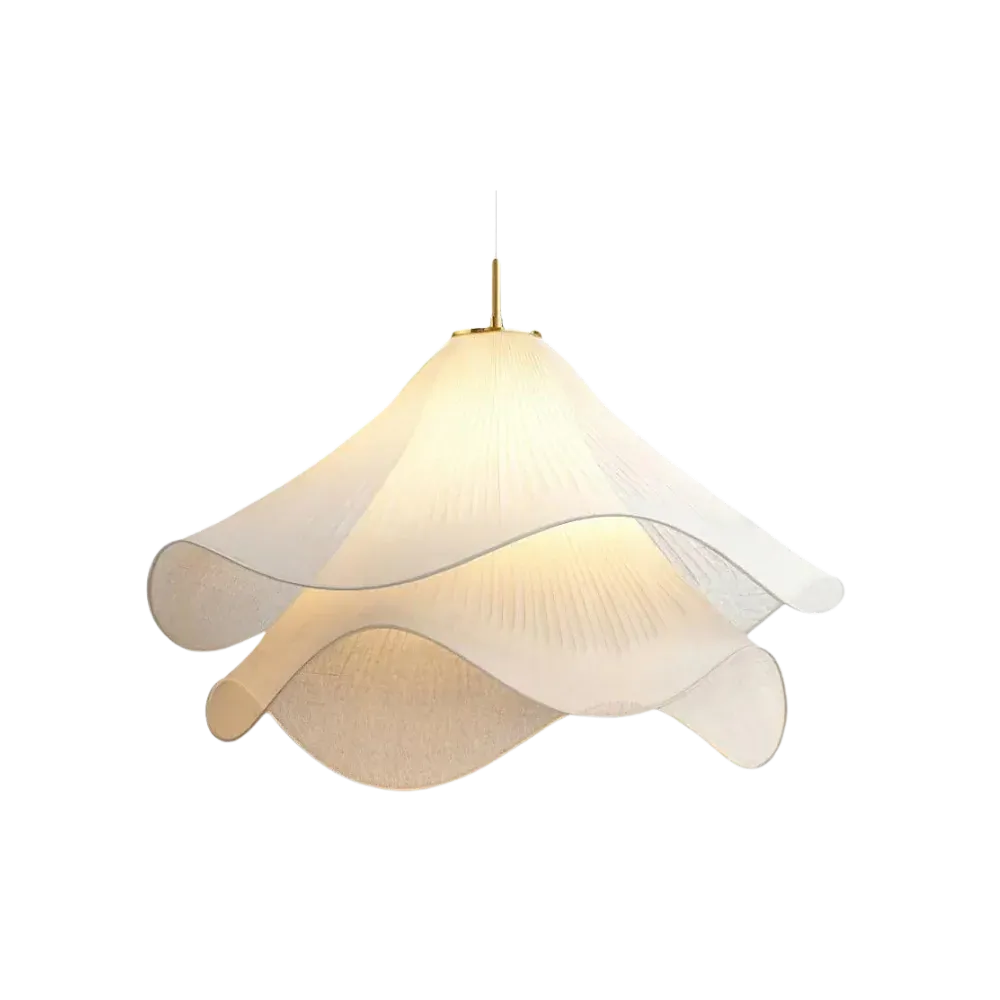 Pendant Light with Layered Fabric Wave Shade and Adjustable Suspension