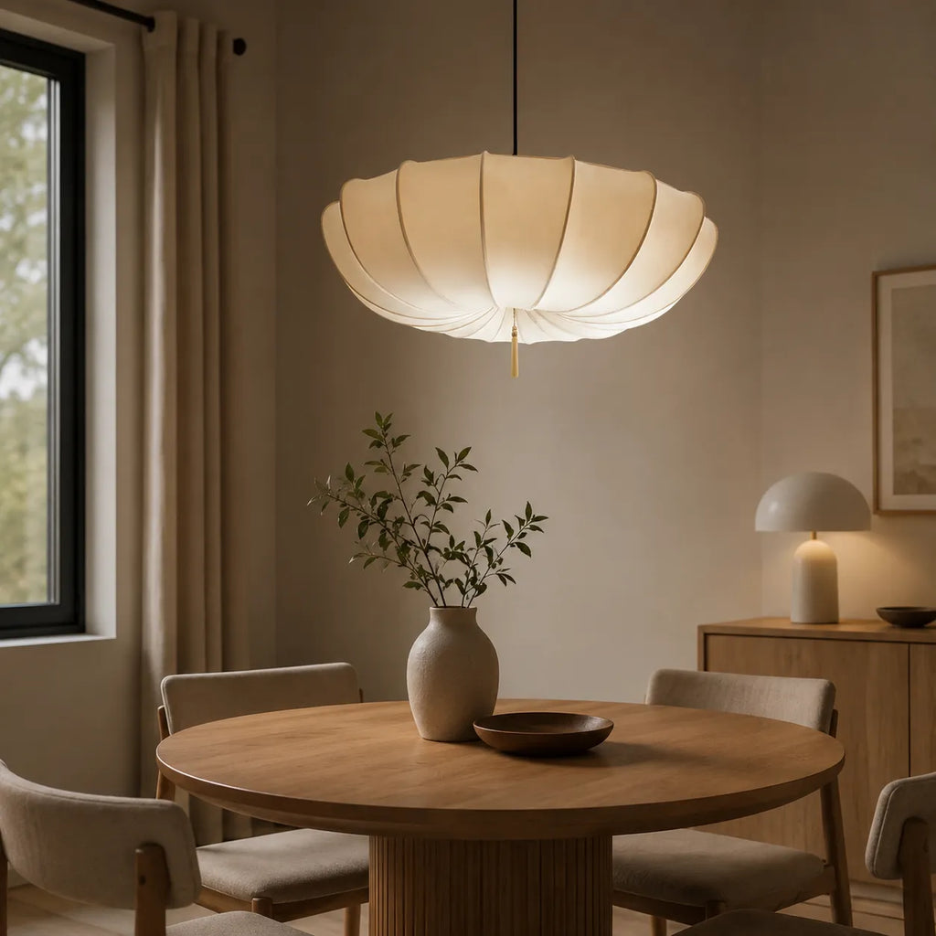 Kitchen Pendant Light Fixtures with Modern Fabric Shade and Soft Diffused