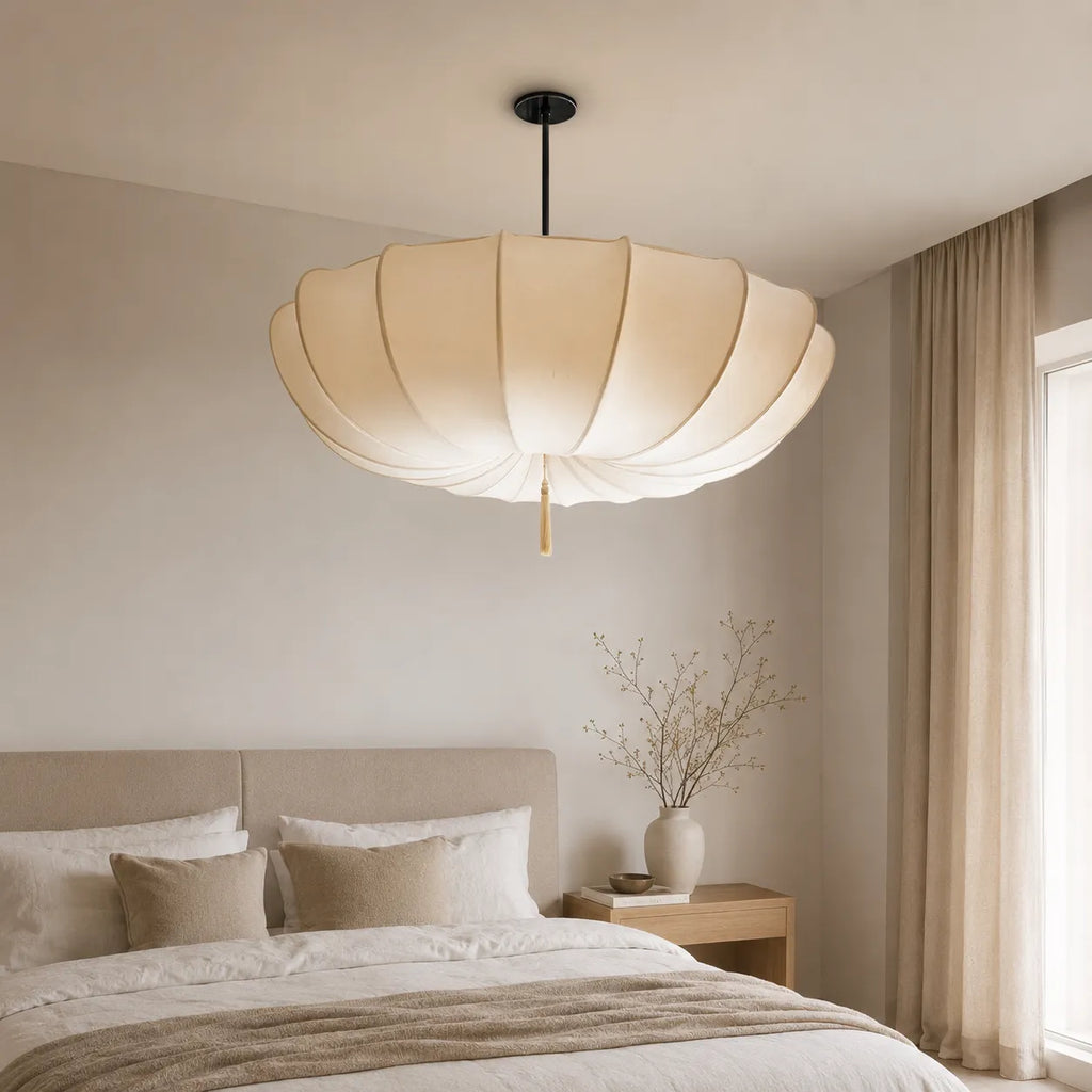 Kitchen Pendant Light Fixtures with Modern Fabric Shade and Soft Diffused