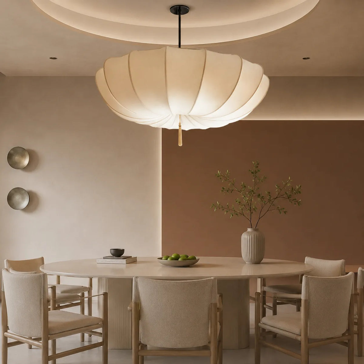 Kitchen Pendant Light Fixtures with Modern Fabric Shade and Soft Diffused