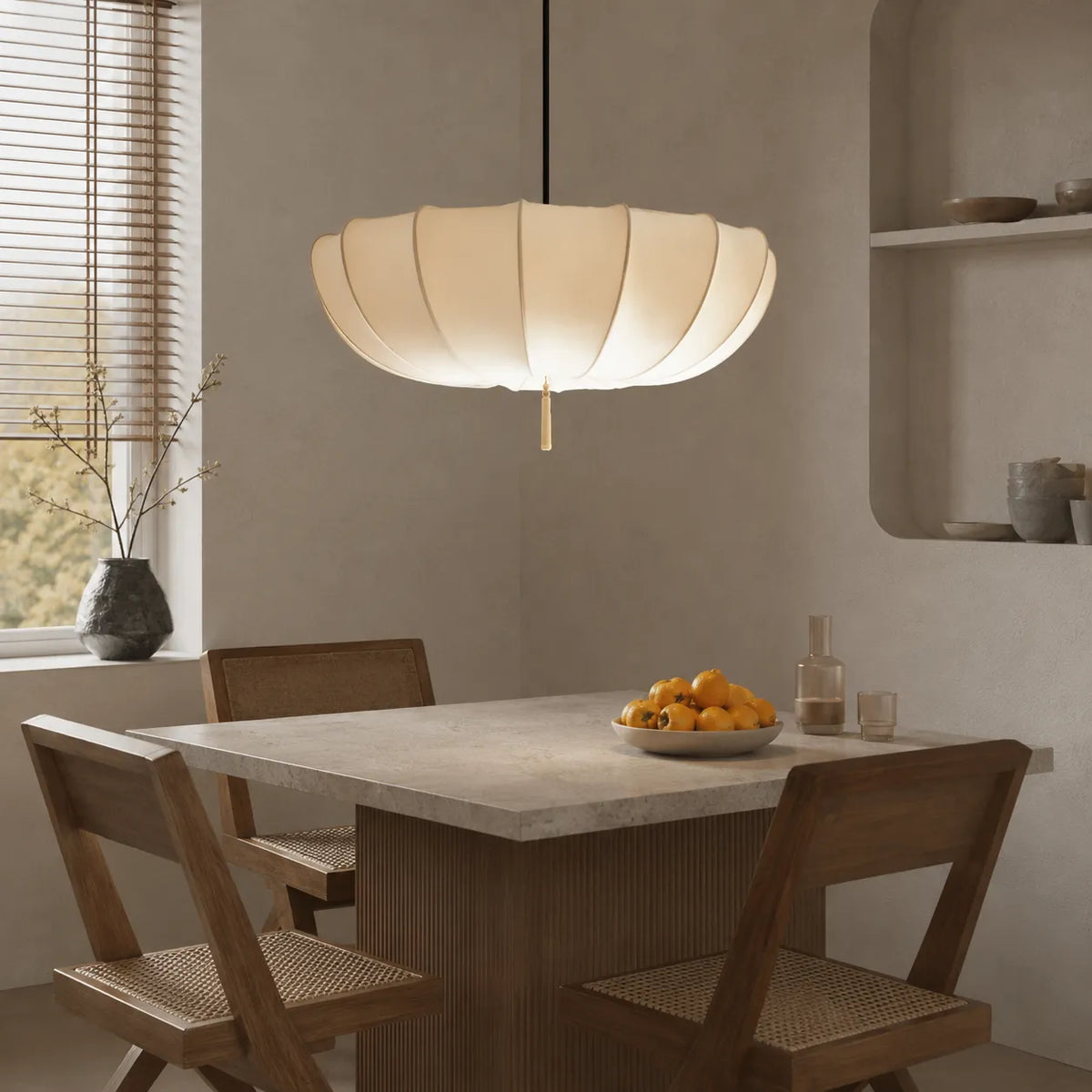 Kitchen Pendant Light Fixtures with Modern Fabric Shade and Soft Diffused
