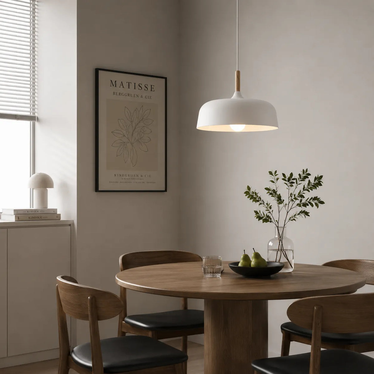 Pendelleuchte mit Holzakzent und minimalistischem Metalldesign für Wohnzimmer, Esszimmer und Küche