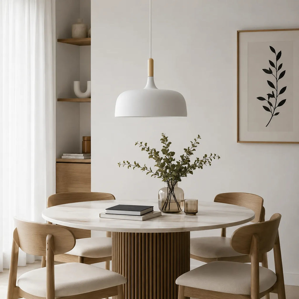 Pendelleuchte mit Holzakzent und minimalistischem Metalldesign für Wohnzimmer, Esszimmer und Küche