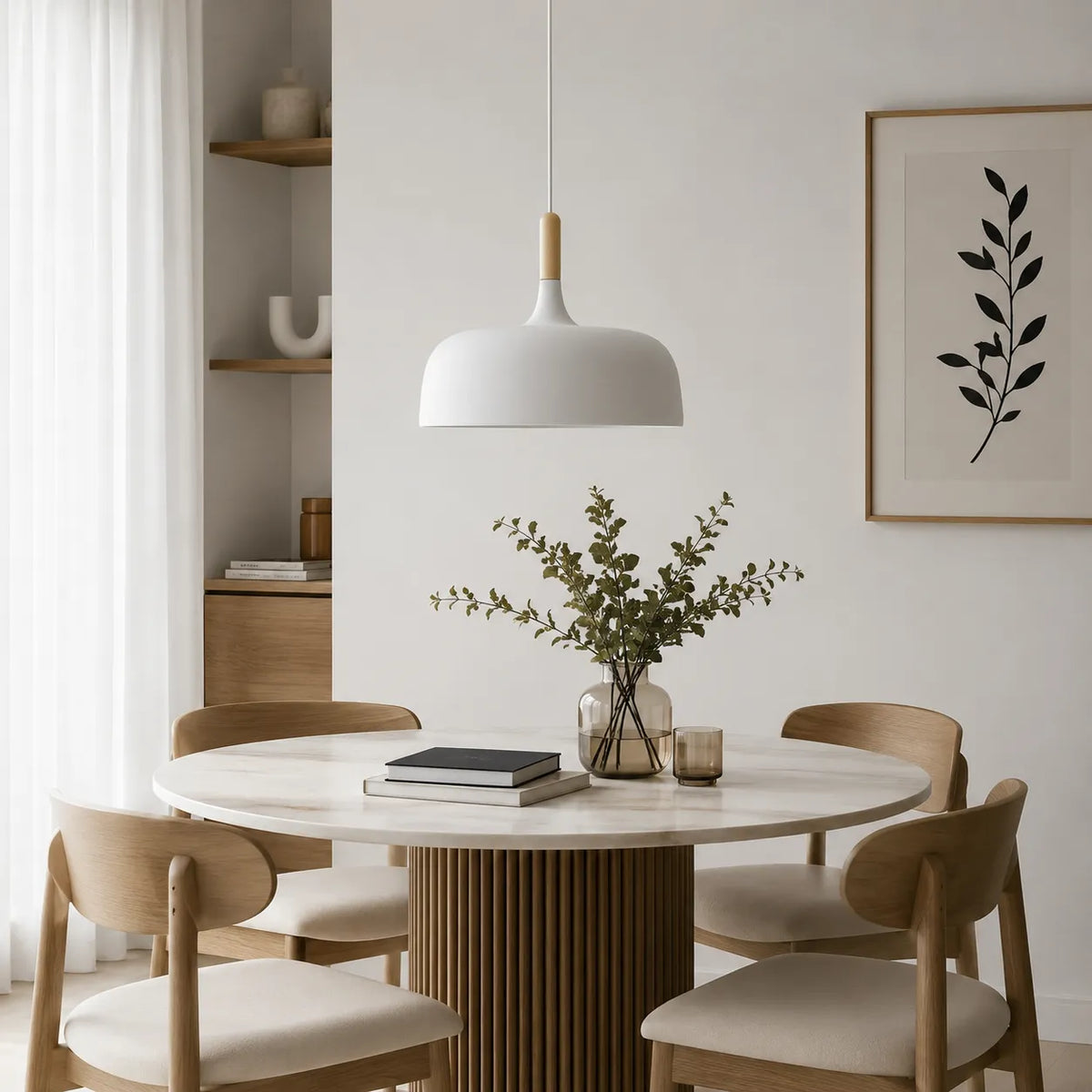 Pendelleuchte mit Holzakzent und minimalistischem Metalldesign für Wohnzimmer, Esszimmer und Küche