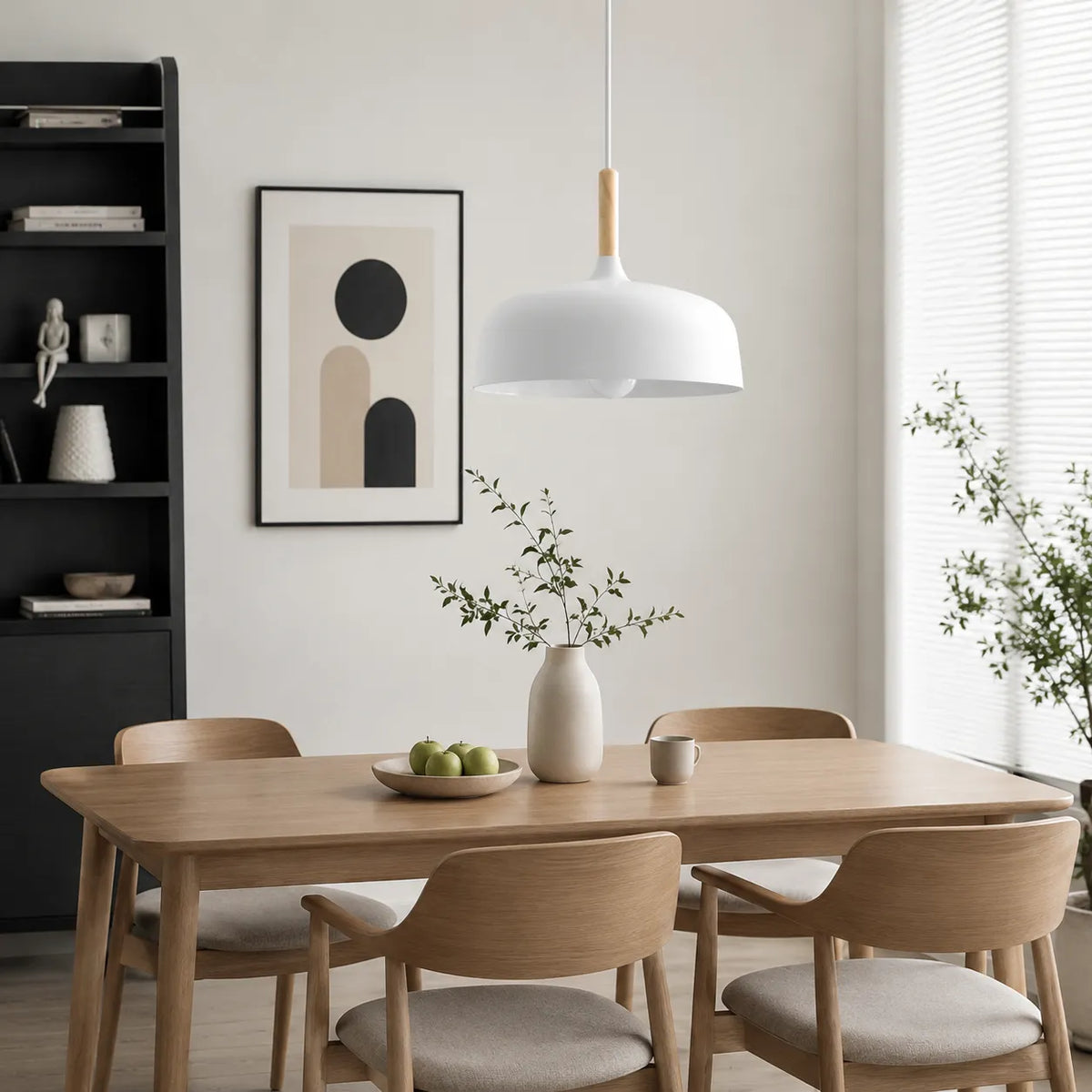 Pendelleuchte mit Holzakzent und minimalistischem Metalldesign für Wohnzimmer, Esszimmer und Küche