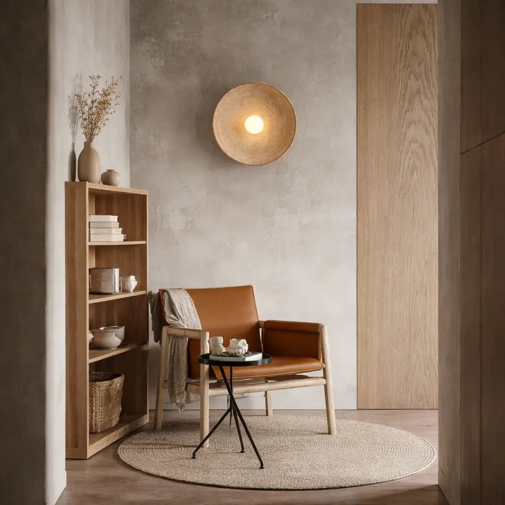 Wandleuchte mit konzentrischer Wellenstruktur aus Kunstharz und moderner Ambientebeleuchtung