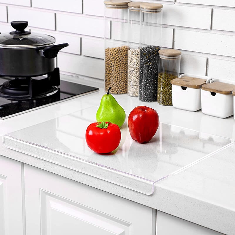 Acrylic Cutting Board with Non-Slip Feet and Counter Edge Lip for Kitchen Food Preparation - Image 4