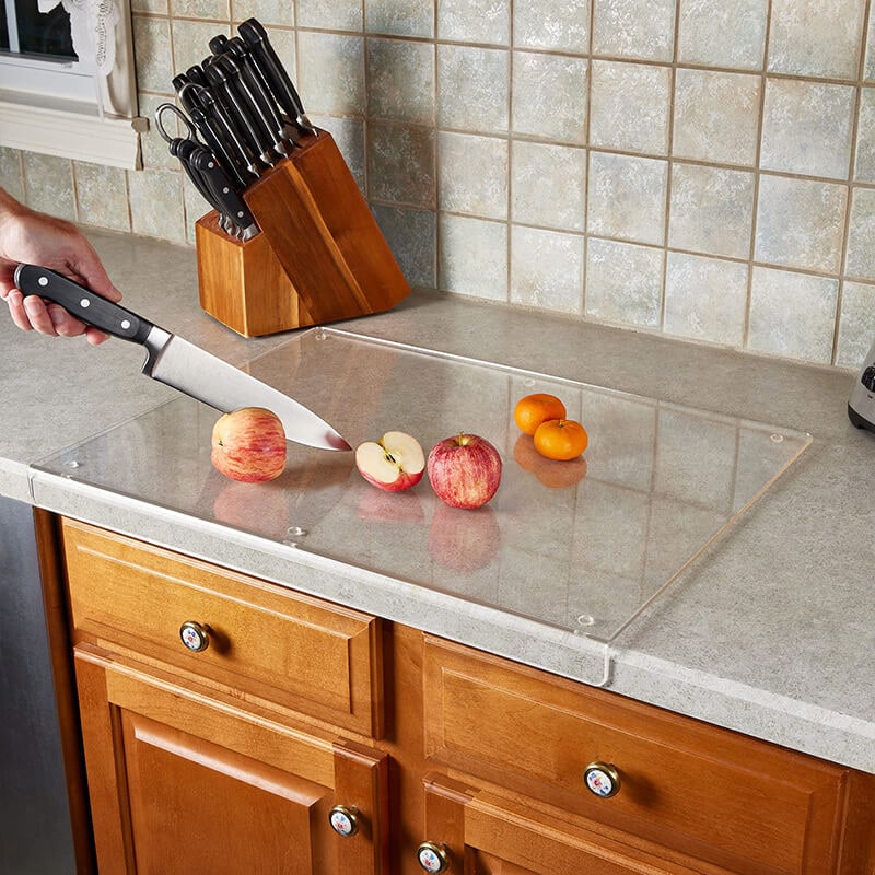 Acrylic Cutting Board with Non-Slip Feet and Counter Edge Lip for Kitchen Food Preparation - Image 6