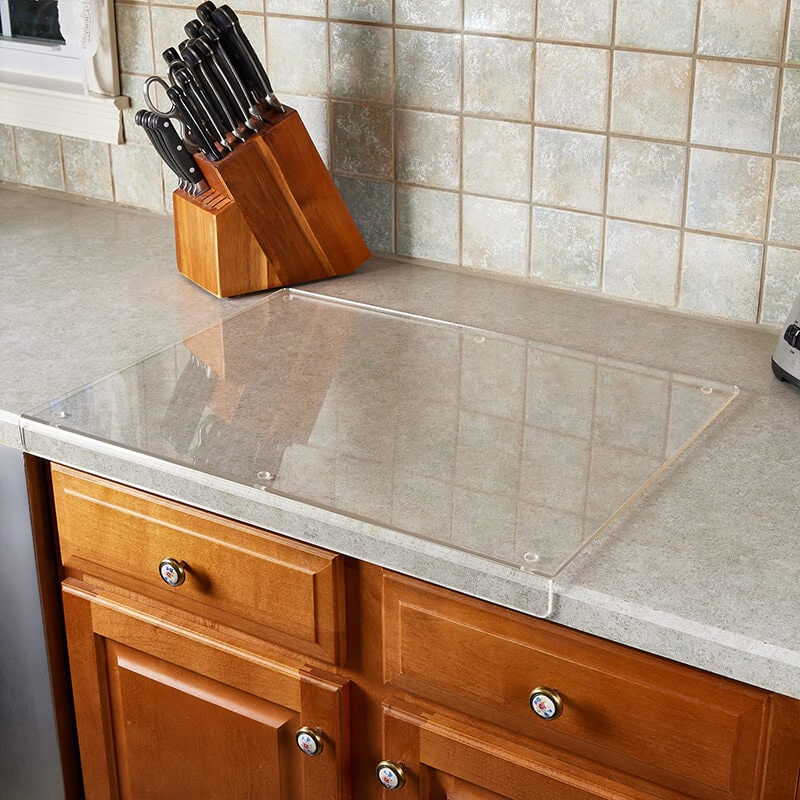 Acrylic Cutting Board with Non-Slip Feet and Counter Edge Lip for Kitchen Food Preparation - Image 8