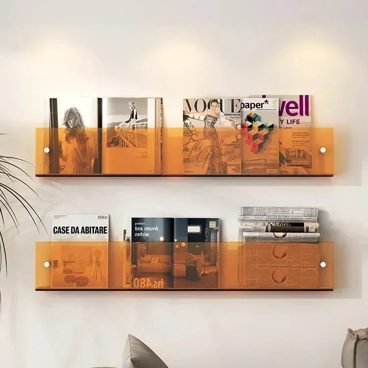 Acrylic Floating Shelf with Wall Mount and Front Barrier for Books and Magazines - Image 12