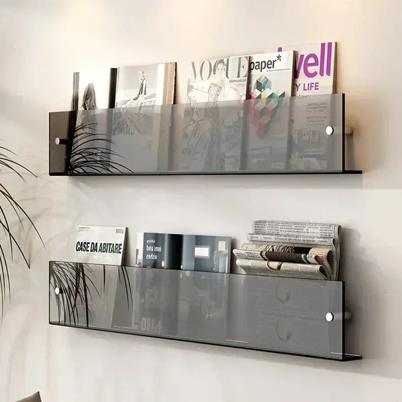 Acrylic Floating Shelf with Wall Mount and Front Barrier for Books and Magazines - Image 15