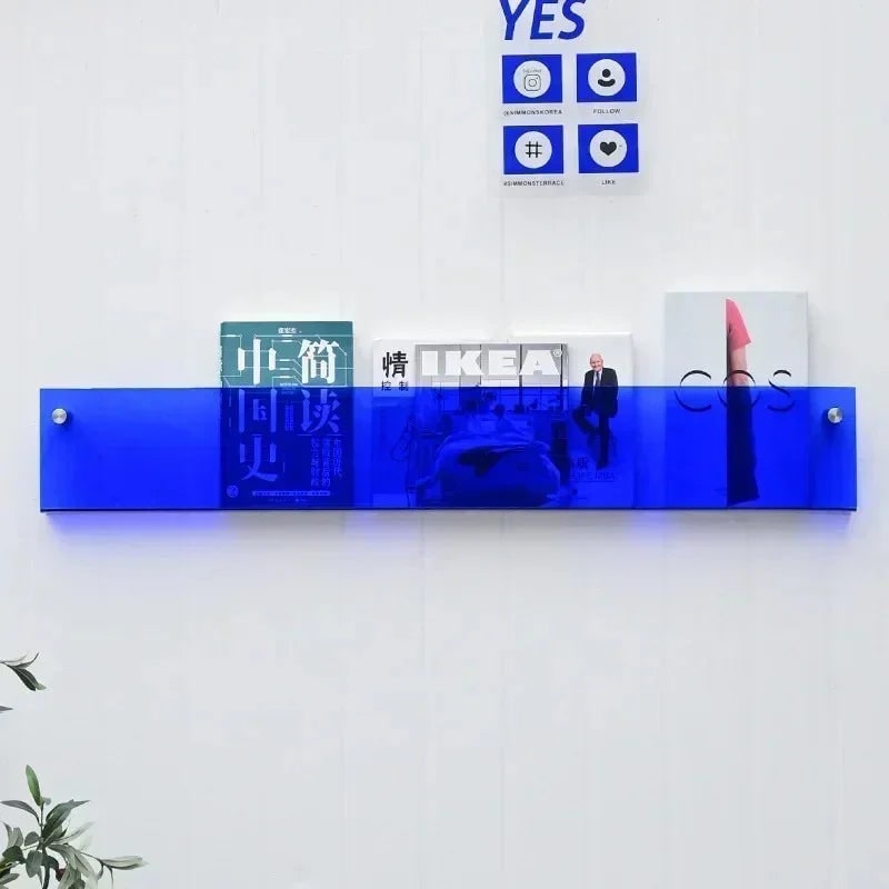 Acrylic Floating Shelf with Wall Mount and Front Barrier for Books and Magazines - Image 16