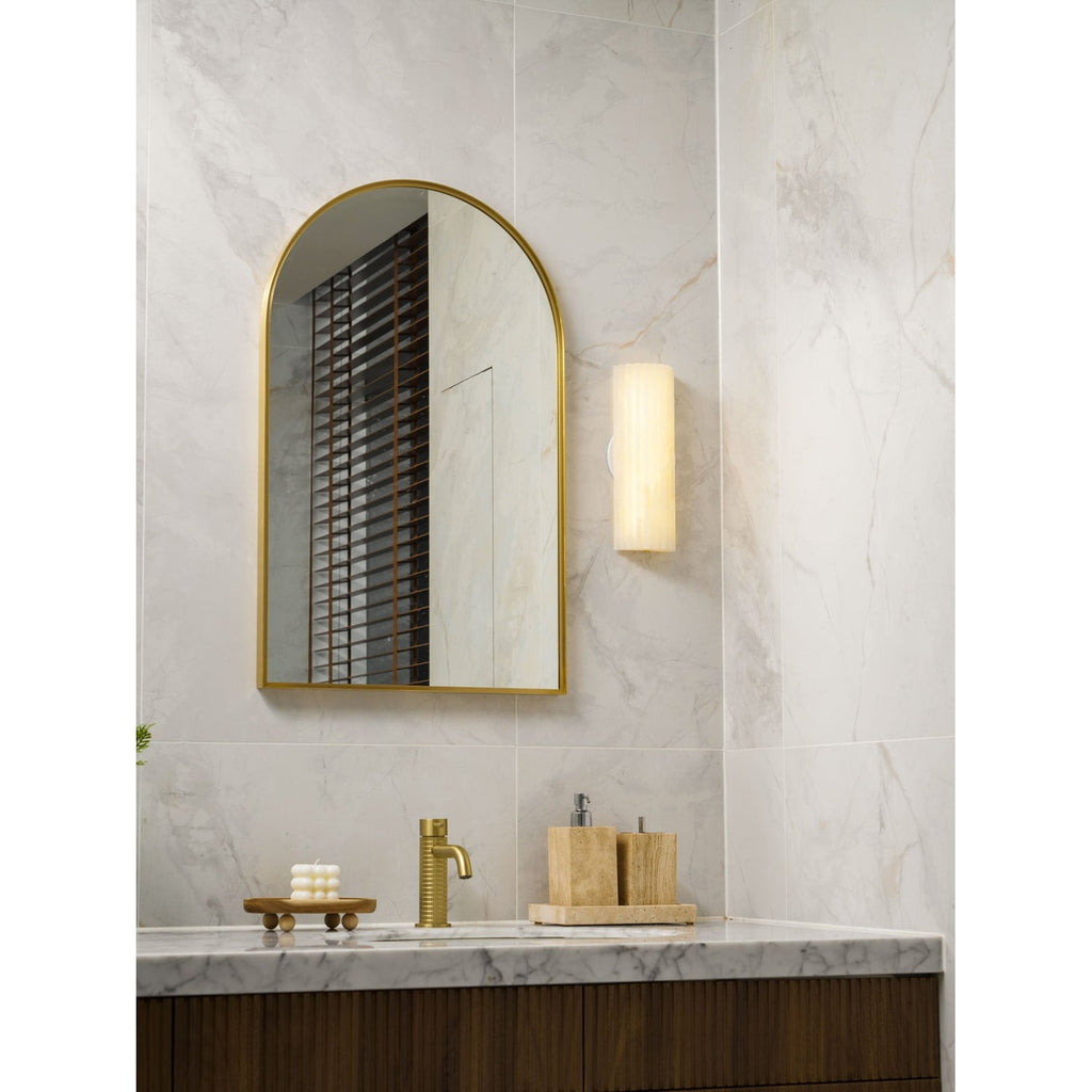 Alabaster Wall Sconce with Fluted Stone Texture and Integrated LED Light - Image 28