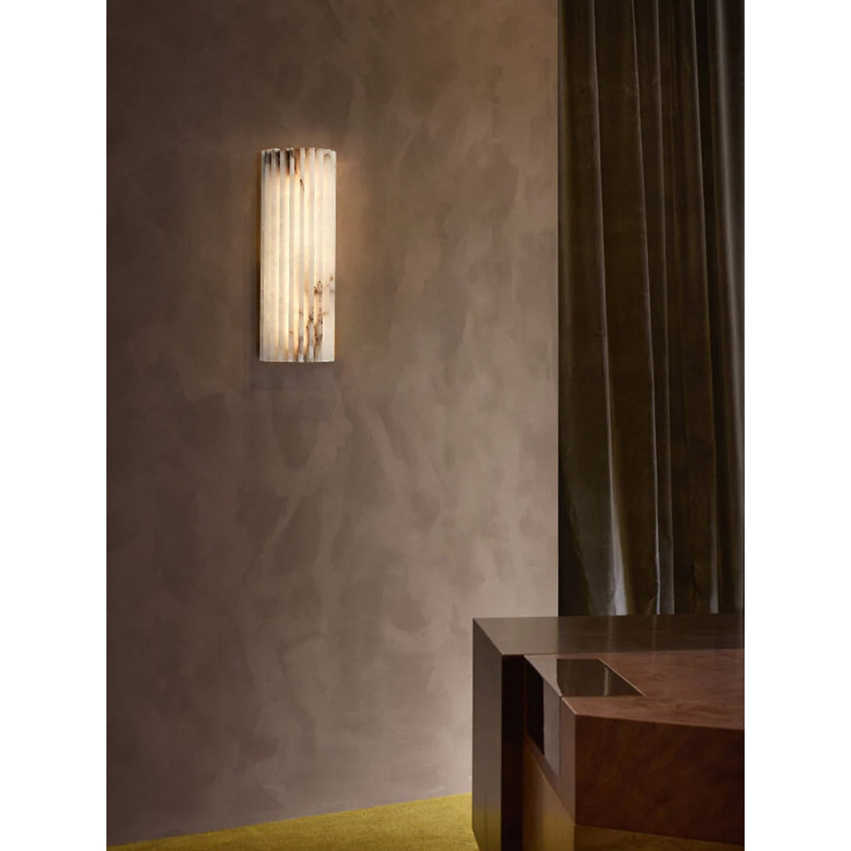 Alabaster Wall Sconce with Fluted Stone Texture and Integrated LED Light - Image 30