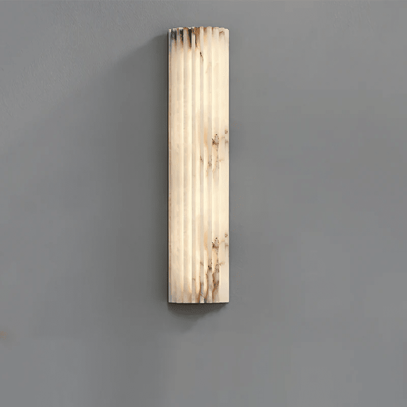 Alabaster Wall Sconce with Fluted Stone Texture and Integrated LED Light - Image 39