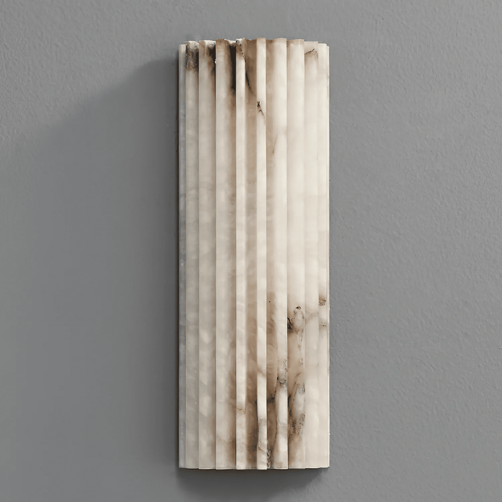 Alabaster Wall Sconce with Fluted Stone Texture and Integrated LED Light - Image 42