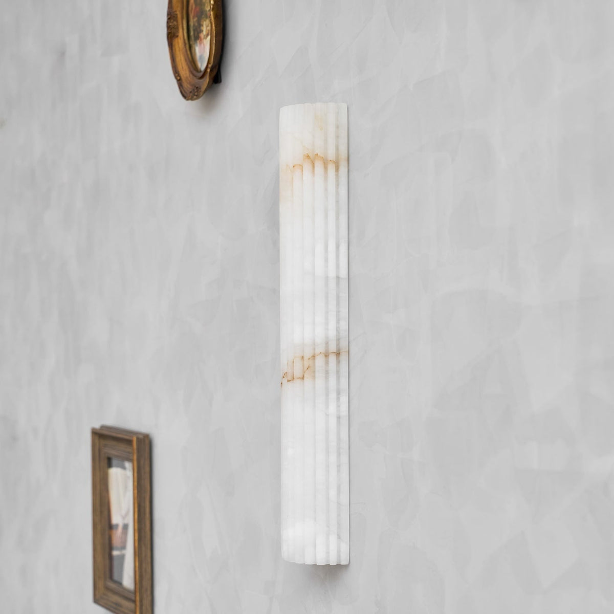 Alabaster Wall Sconce with Fluted Stone Texture and Integrated LED Light - Image 47