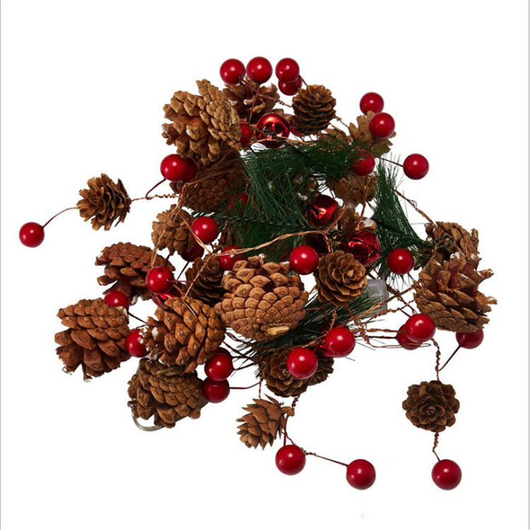 Battery Operated Christmas Garland Lights with Warm White LED and Pine Cones - Image 11