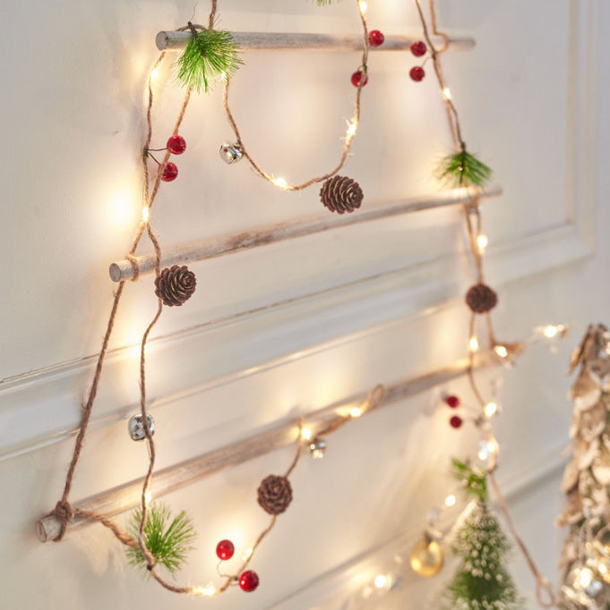 Battery Operated Christmas Garland Lights with Warm White LED and Pine Cones - Image 3