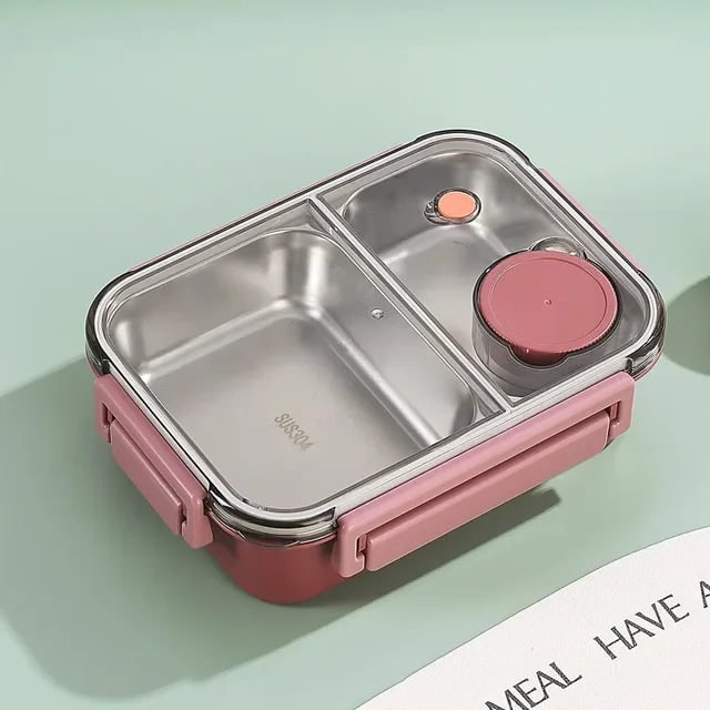 Bento Lunch Box with Stainless Steel Tray Three Compartments and Leak-Proof Lid - Image 15