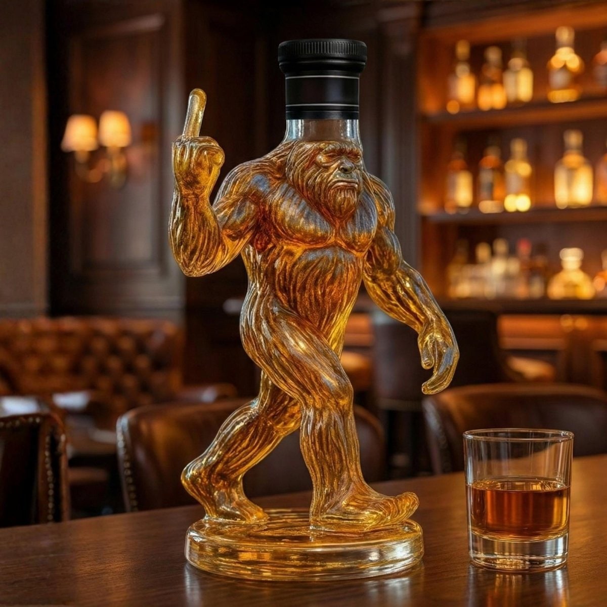 Bigfoot Whiskey Decanter with Stopper Novelty Sasquatch Glass Bourbon Bottle - Image 1