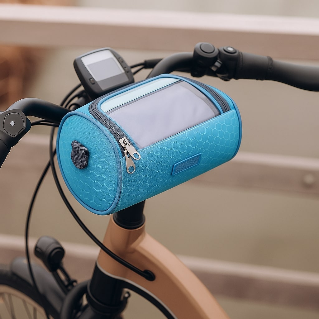 Bike Handlebar Bag with Touchscreen Phone Holder and Reflective Trim - Image 16