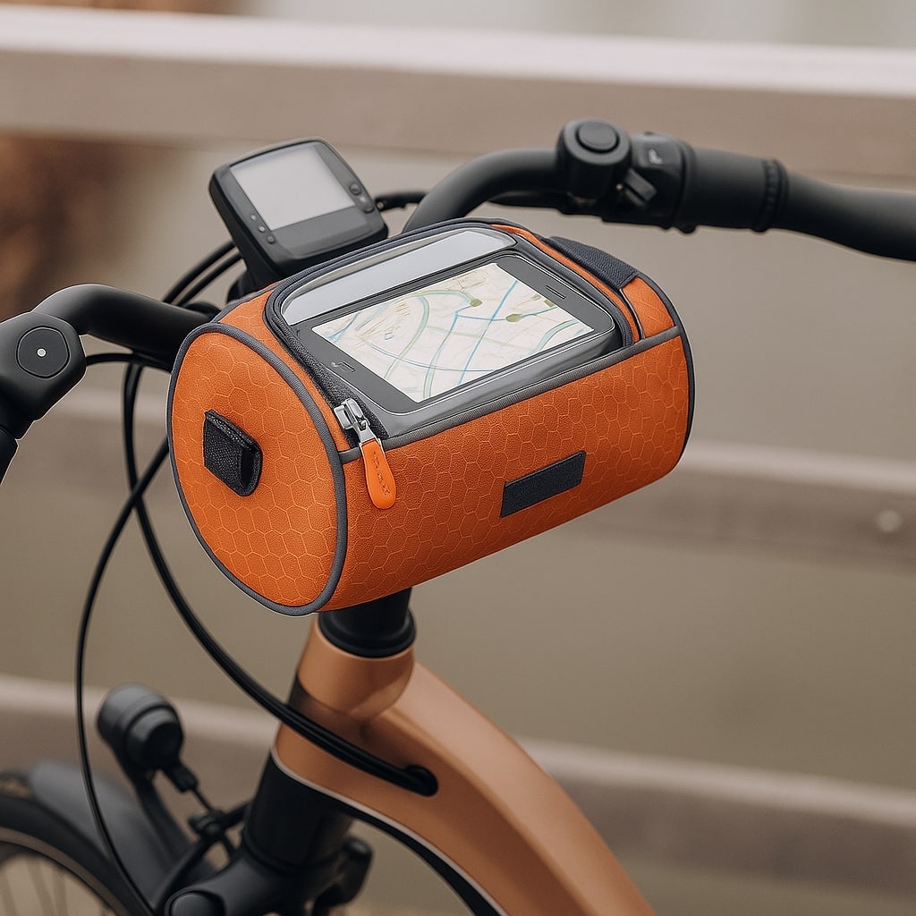 Bike Handlebar Bag with Touchscreen Phone Holder and Reflective Trim - Image 18