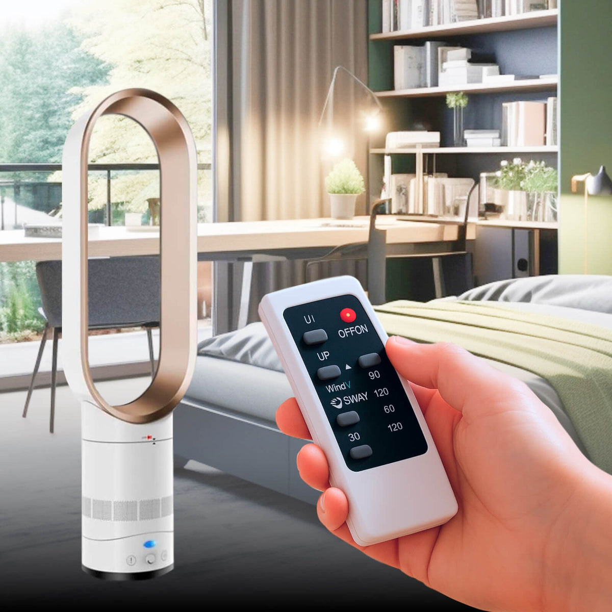 Bladeless Fan with Oscillating Remote Control and Detachable Design for Home Cooling - Image 10