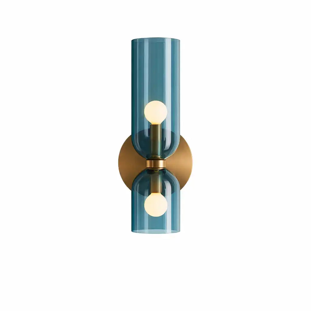 Wall Sconce Lamp with Dual Sculpted Glass Shades Modern Contemporary Lighting