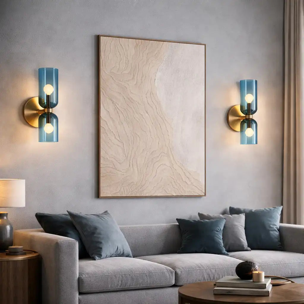 Wall Sconce Lamp with Dual Sculpted Glass Shades Modern Contemporary Lighting