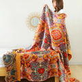 Boho Throw Blanket with Reversible Mandala Paisley Pattern and Soft Woven Texture - Image 1
