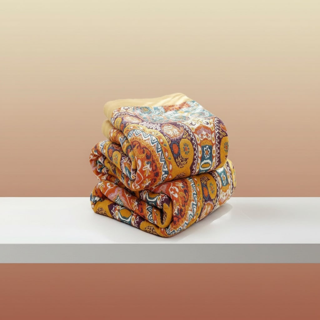 Boho Throw Blanket with Reversible Mandala Paisley Pattern and Soft Woven Texture - Image 4