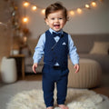 Boys' Formal Suit with Waistcoat Bow Tie and Suspenders - Image 4