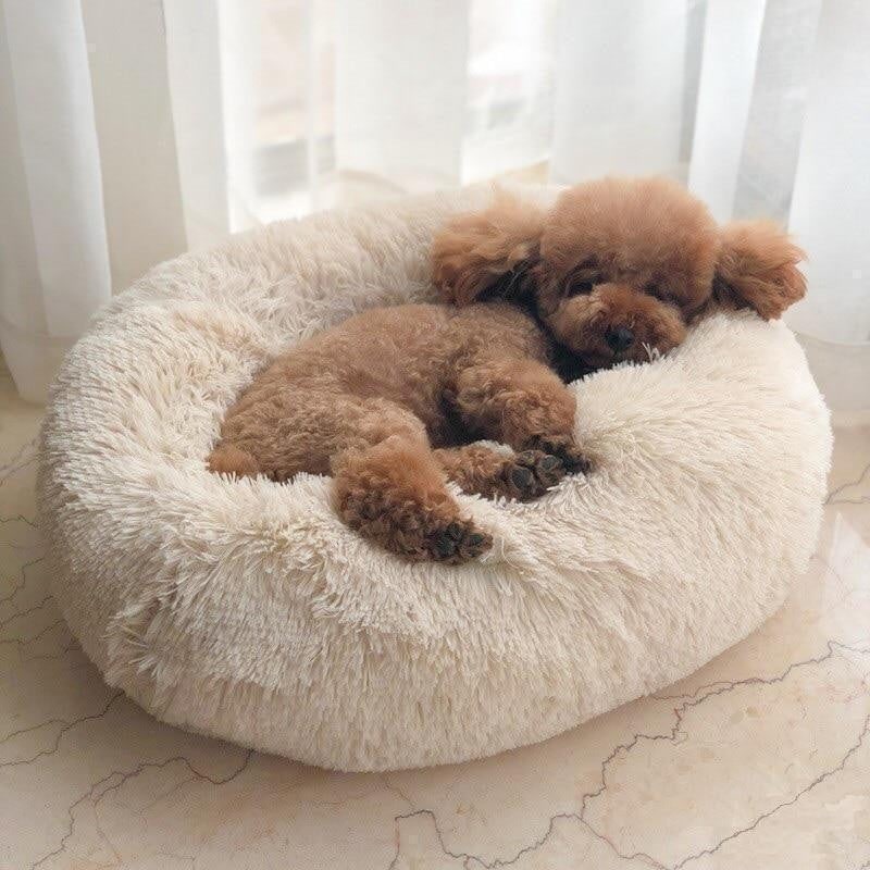 Calming Donut Dog Bed with Plush Raised Rim and Round Nest Design - Image 4