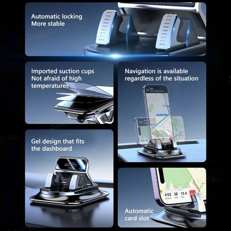 Car Phone Holder with 360 Degree Rotation and Gel Suction Cup Dashboard Mount - Image 4