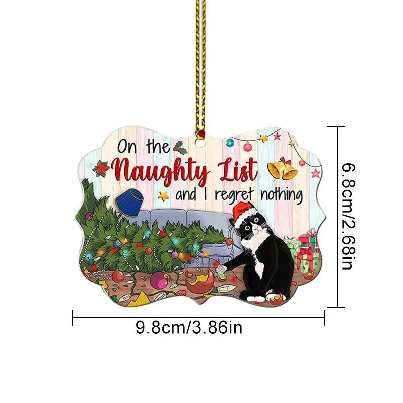 Cat Christmas Ornaments with Custom Designs Flat Acrylic Tree Pendants with Gold Plated Hanging String - Image 8