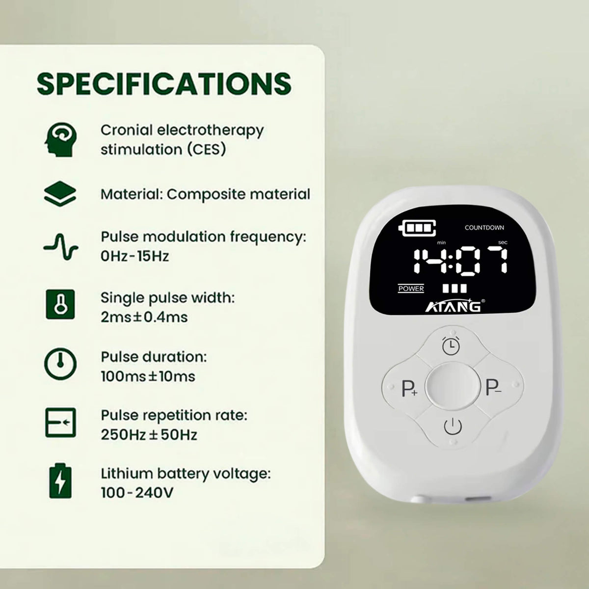 Ces Electrotherapy Stimulator with Ear Clips and Countdown Timer Display - Image 6