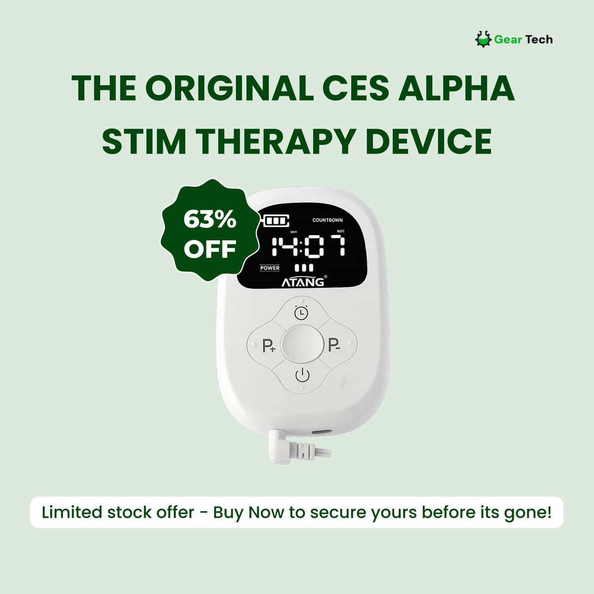 Ces Electrotherapy Stimulator with Ear Clips and Countdown Timer Display - Image 8