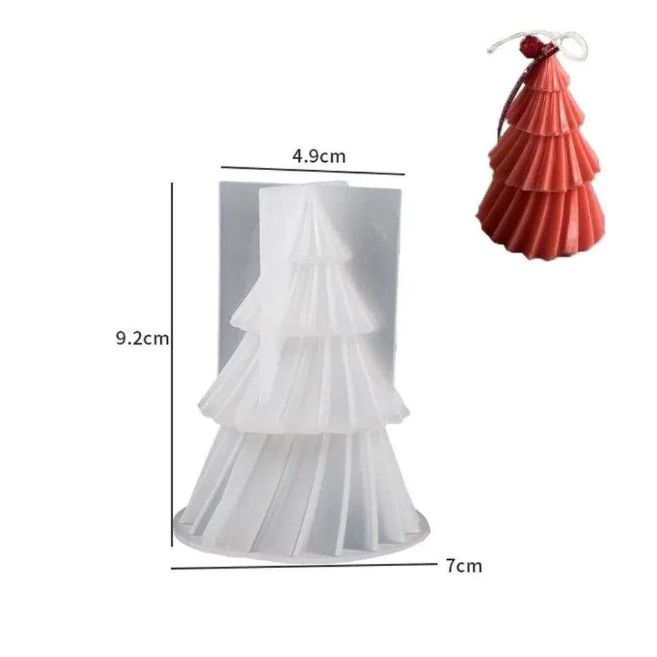 Christmas Candle Mold 3D Silicone Tree with Pleated Design for Soap Making - Image 3